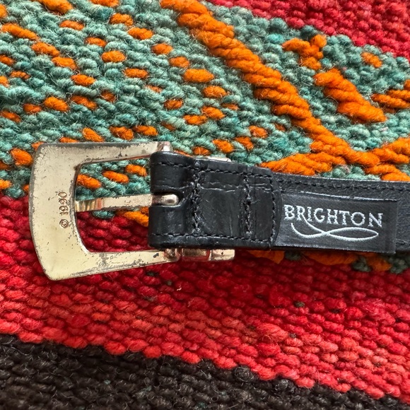 Brighton Black Leather Belt with Silver Accents main image 4